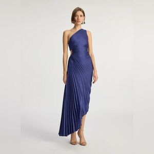 A.L.C. Delfina Satin Pleated Dress - Size 2, Riviera